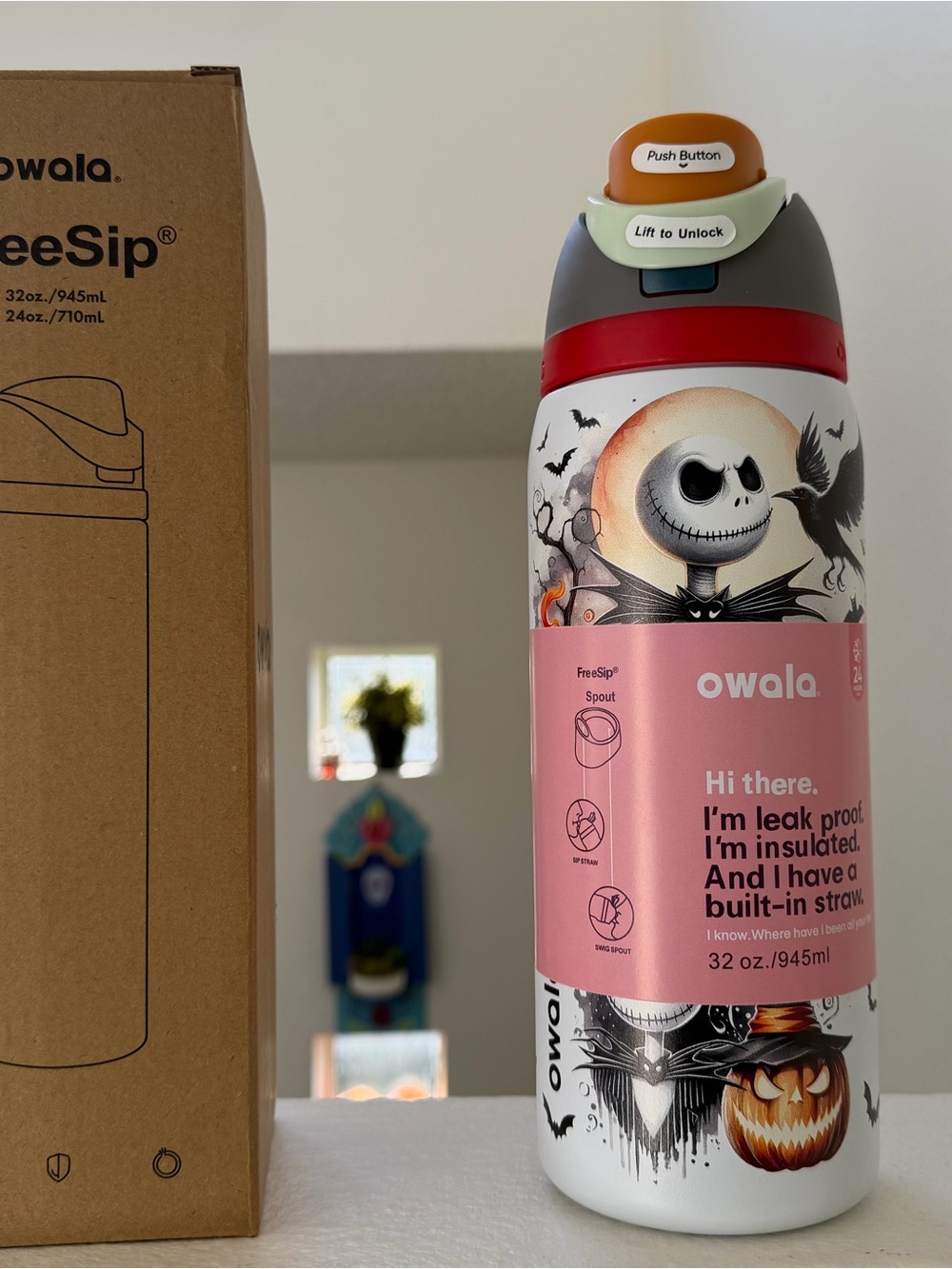 Halloween Owala 32oz Jack Skellington bottle